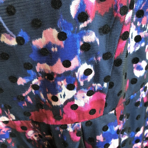 Motherhood maternity party dress XL/Dark blue&rose pattern/black dot overlay - Picture 5 of 17